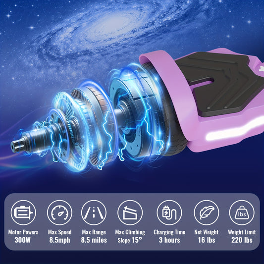 Balance Scooter with Colorful Lights, Long Battery Life, a Maximum Load of 220 Pounds, Suitable for Children And People Aged 4 And Above. K1 in Purple.