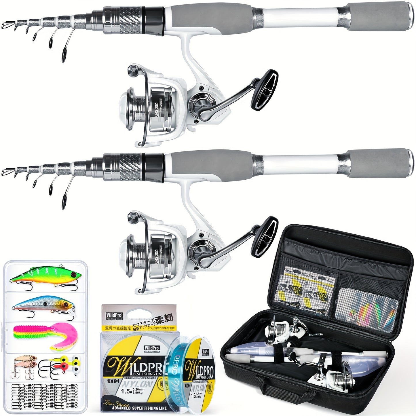 Ghosthorn Fishing Rod And Reel Combo Carbon Fiber Telescopic Fishing Pole Carrier Portable Kit Saltwater Freshwater, Fishing Rod And Reel, Ultra Light Fishing Combo, Bait Caster Reel And Rod Combo, Fishing Rod Combos, Saltwat