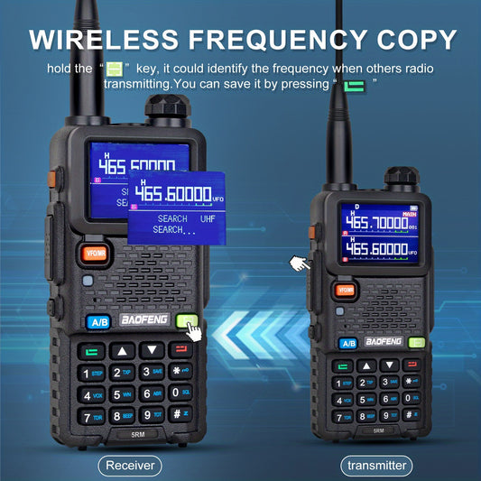 BAOFENG 5RM Walkie Talkie - 10W High Power, Battery, One-Key Frequency Copy, 1.77" Large Screen, Long Range Communication Tool