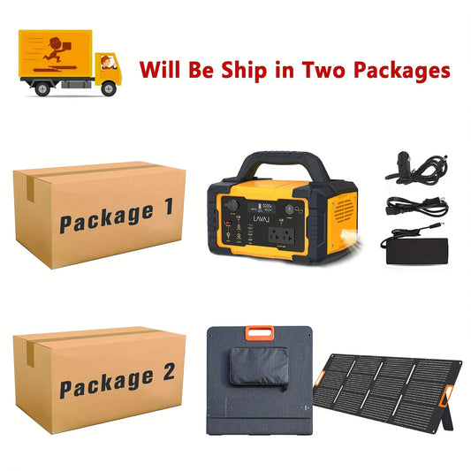 Portable Power Station with Solar Panel, 293Wh-1075Wh Solar Generator with 60W USB-C PD Output, 110V Pure Sine Wave AC Outlet, Flashlight, LiFePO4 Battery Pack for Family Emergency Outdoor Hunting Camping RV Travel