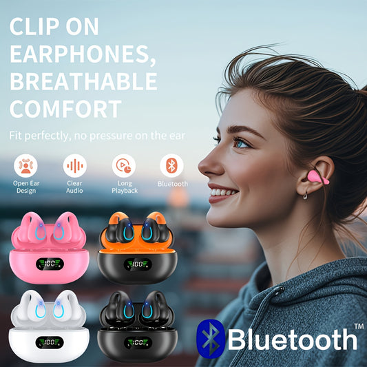 Truly Open Wireless Earbuds (Wireless 5.4 TWS), Experience 360° Ambient Awareness & All-Day Comfort. Secure Open-Ear Fit for Sports/fitness. Advanced ENC Delivers Crystal-Clear Calls. Intuitive Touch Control. LED Digital Cha