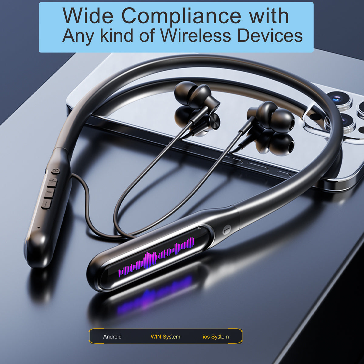 Neckband Wireless Earbuds, Wireless V5.4 Headphones with Microphone, Ultra-Light weight Comfort, Digital LED Display, Deep Bass Strong Beat, 25H Playtime, Magnetic Earphones