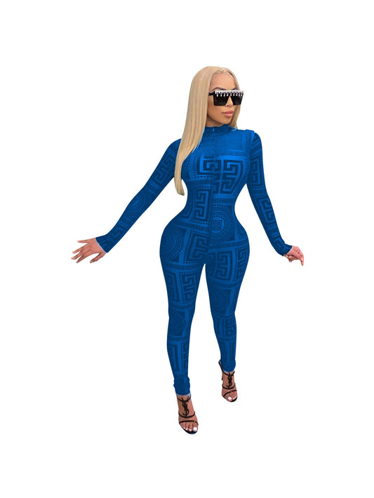 Women's Sexy One-Piece Outfit - Non-Transparent Long Sleeve Jumpsuit, Machine Washable Party & Everyday Jumpsuit for Women (S-XXL) - D9459
