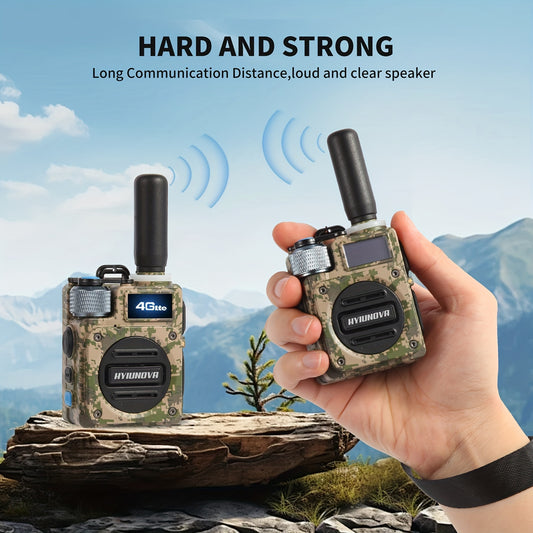 HYIUNOVA 4G LTE PoC Walkie Talkies (2-Pack, SIM Cards Included) - Nationwide/Global Coverage Push-to-Talk Radios, Metal Mini Body, Long Battery, USB-C, 5000 KM Range - G6, Portable Radios, Emergency Communication, Compact Des