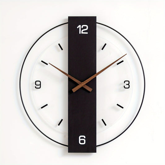 1pc Nordic Modern Silent Wall Clock, Irregular Shape, Flat Crown, Acrylic, Wood, Metal Material, AA Battery Operated (Not Included), Minimalist Design