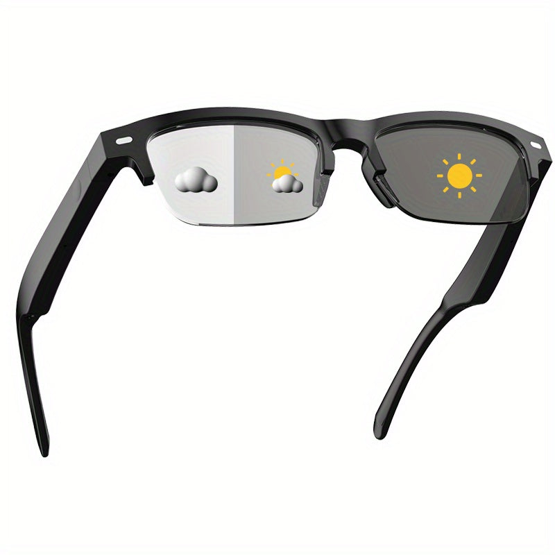 New Smart Glasses with Auto-dimming Lenses That Automatically Change Into Under Sunlight, Built-in Microphone And Speaker, HD Voice Call And HIFI Sound Quality, DrivingAnd Everyday Home Wear, Perfect for Holiday Gifts