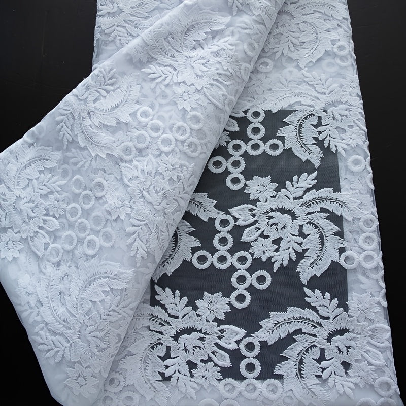 1pc 5yards White African Lace Fabric 2026 New Design French Mesh Embroidered Lace Fabric for Wedding Dresses 4484