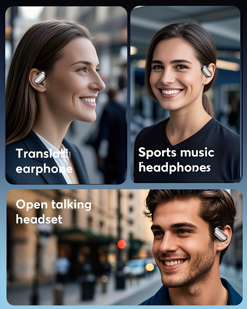 AITruly Open AI Wireless Earphones (Bluetooth 5.4 TWS) Experience 360° Ambient Awareness & All-day Comfort. AI Translation: Real-time 144 Languages/70 Accents. Secure Open-ear Fit for Travel/fitness. Advanced ENC Delivers Cr