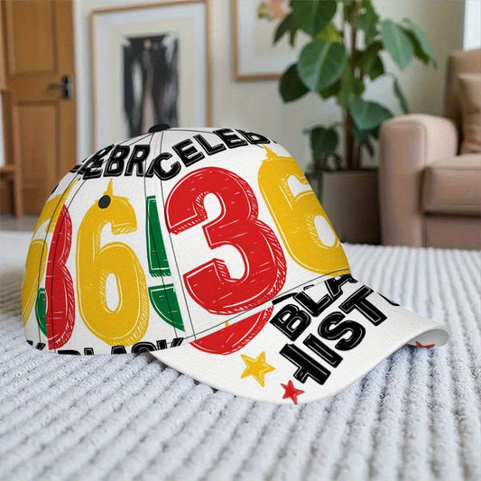 1pc 1pcs 2D Celebrate 365 Black History Print Snapback Cap - Polyester Hat Suitable for Sports, Running & Casual Wear with Full-Body Vibrant African History, Year-Round Cultural Pride Accessory