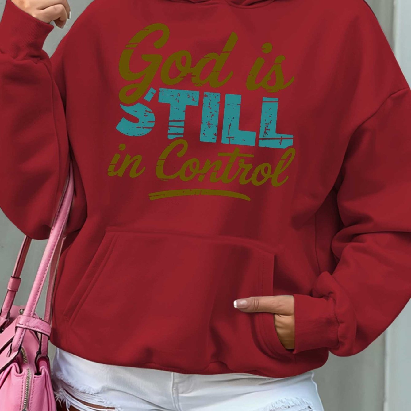 Women'S Hoodie - Beige Pullover Sweatshirt with "God is Still in Control" Inspirational Quote, Long Sleeve Hooded Sweater for Fall/Winter, Cozy Casual Everyday & Formal Outfits - Perfect Christian Gift for Women, Ladies Sweat