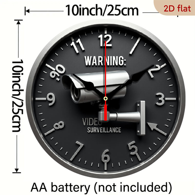 Single Piece 9.8-Inch Modern Minimalist Silent Non-Ticking Wooden Wall Clock with Built-In Security Camera - 24-Hour Monitoring, Battery-Powered (AA Batteries Not Included) - Home/Office/Studio Decor, Easy-to-Read Face & Hand
