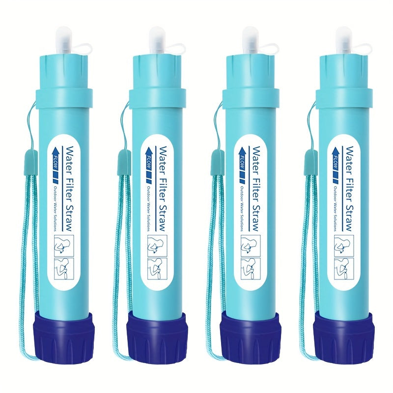 2pcs/4pcs, Personal Water Filter Straw Mini Water Purifier Survival Gear for Hiking, Camping, Travel and Emergency Preparedness