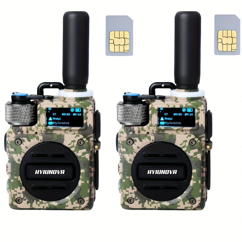 HYIUNOVA 4G LTE PoC Walkie Talkies (2-Pack, SIM Cards Included) - Nationwide/Global Coverage Push-to-Talk Radios, Metal Mini Body, Long Battery, USB-C, 5000 KM Range - G6, Portable Radios, Emergency Communication, Compact Des