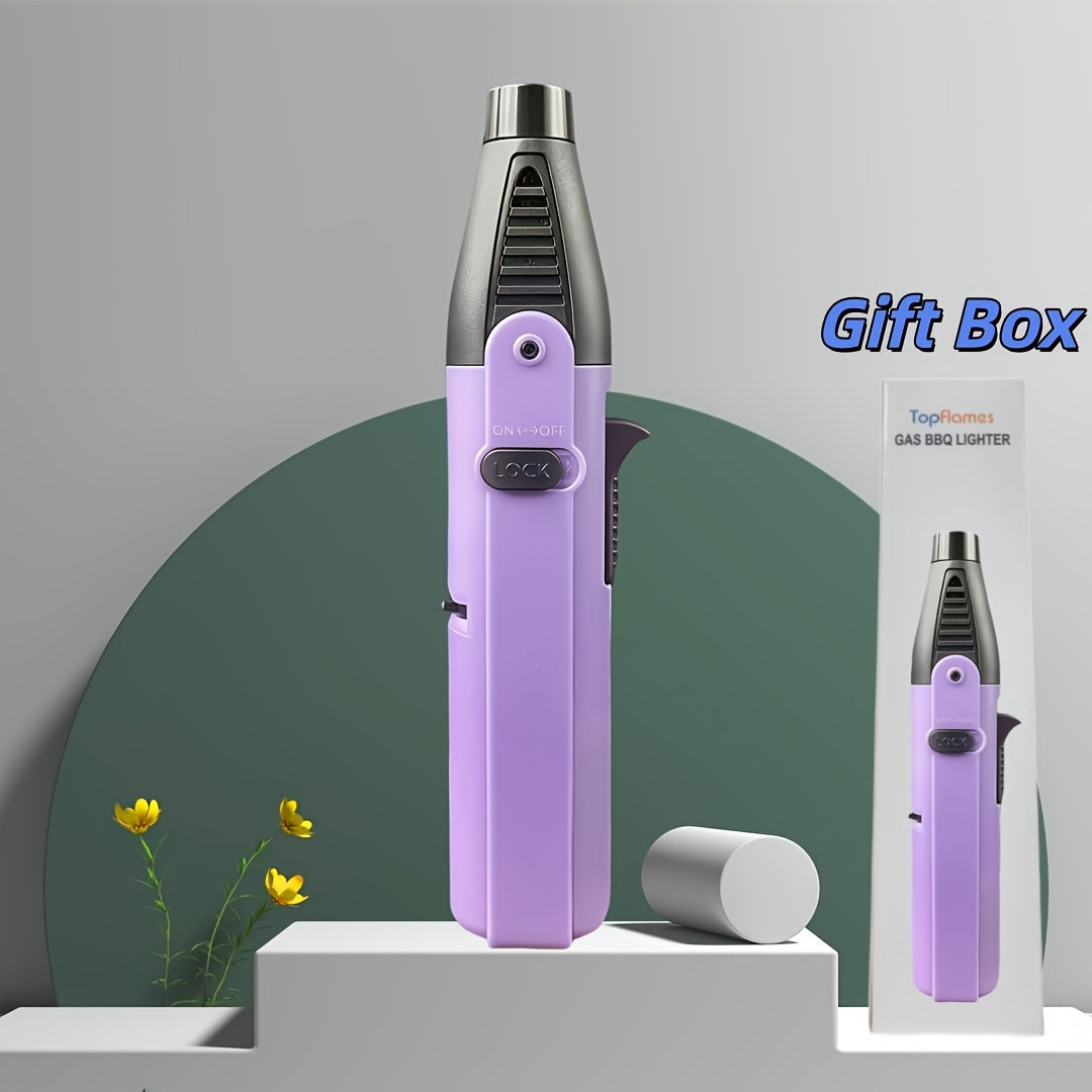 1300° Torch Lighter Featuring a Blue Flame And Safety Lock, a Bright Flame Lighter That Is Refillable with Butane Gas, Designed for Outdoor Use with Windproof Jet Flame, Comes in Gift Box Packaging, Ideal for Candles, Bbqs,