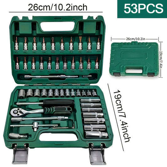 43/53/216pcs Professional Automotive Master Tool Set - High-quality Tool Set For Car, Bicycle And Motorcycle Maintenance - Compact, Portable And Versatile Solution, With Ratchet Wrenches And Various Screwdriver Sets, No Batte