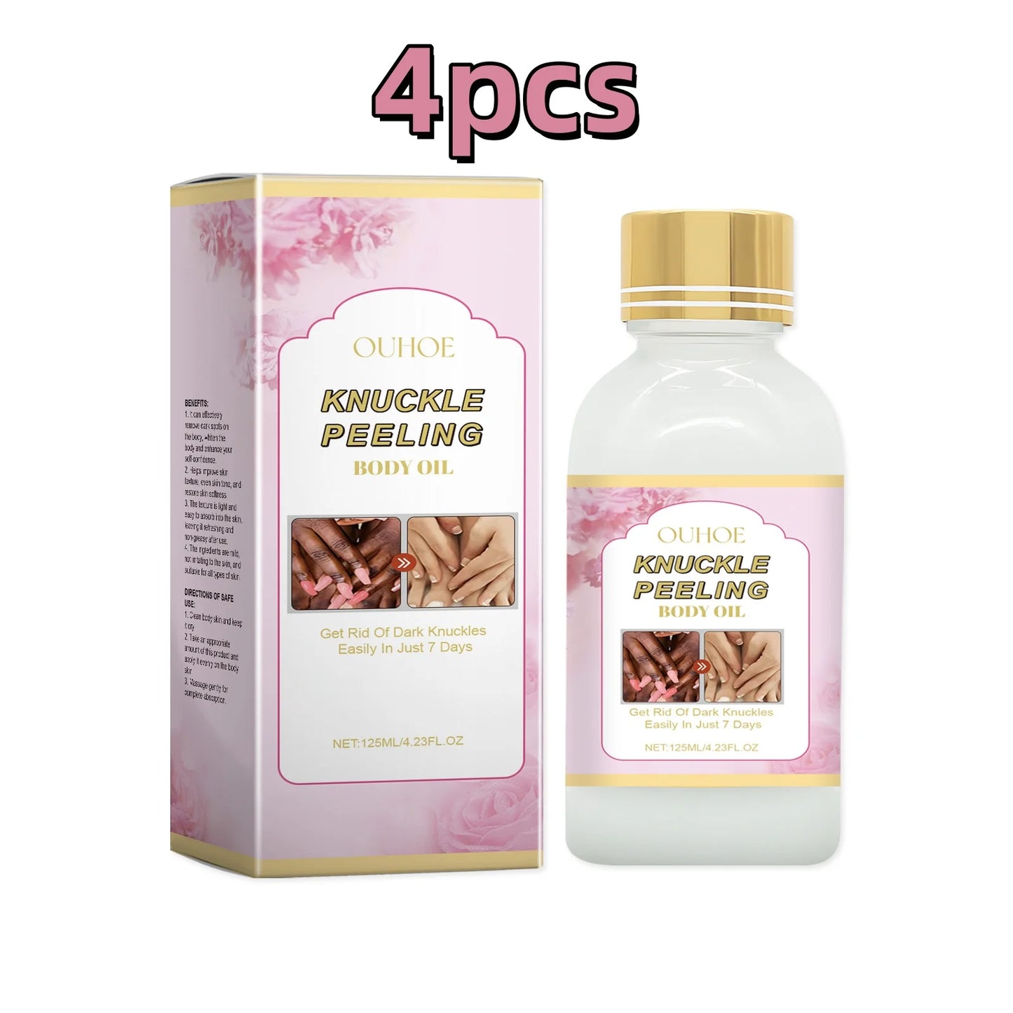 Ouhoe 125ml Body Whitening Essence Oil Deep Moisturizing Armpits Knees Knuckle Joint Peeling Lighten Dark Skin Body Care Essence