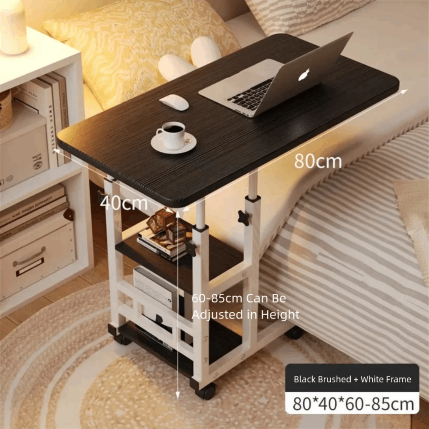 Multifunctional Rolling Bedside Table With Wheels Pulley Movable Lift Table Dormitory Bedside Table Side Movable Laptop Desk