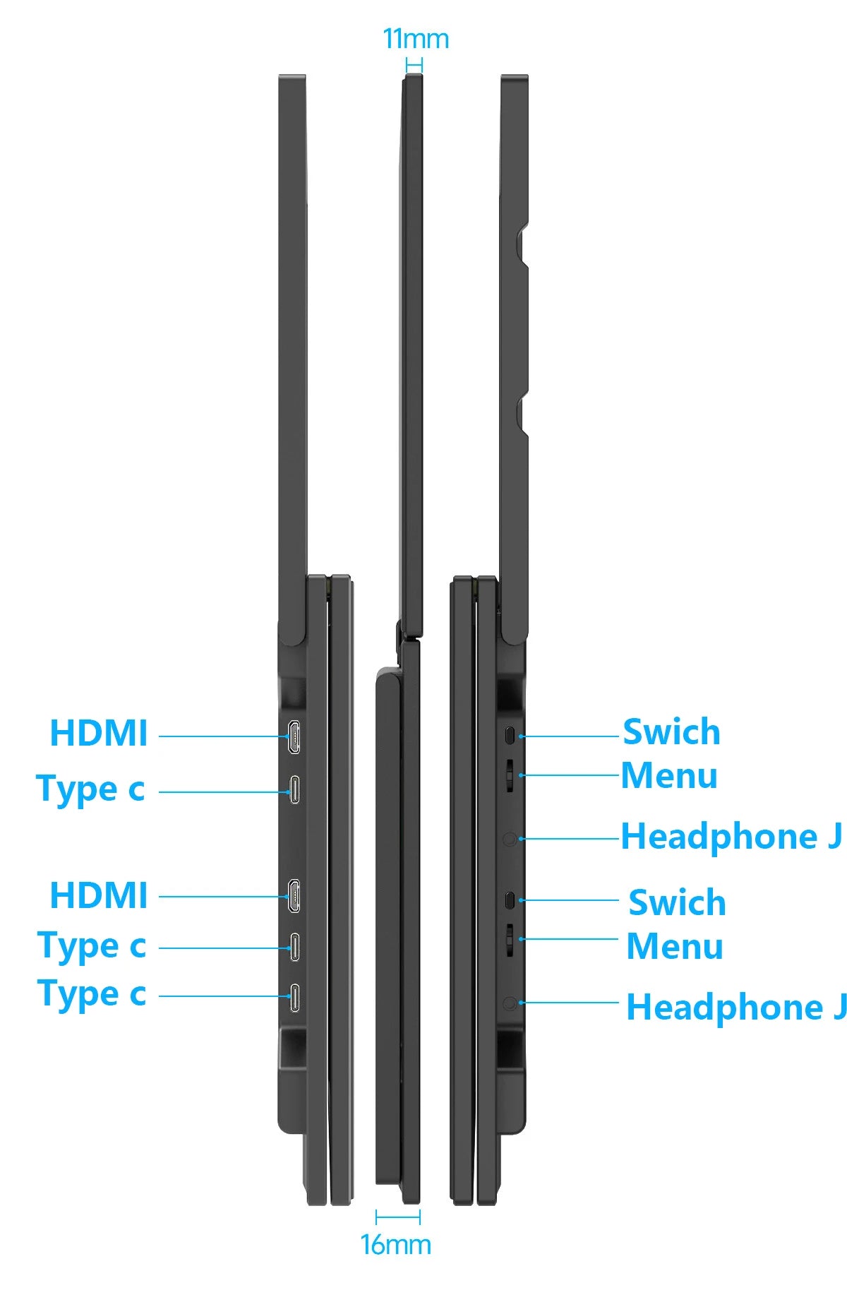 Folding Dual Monitor 18.5 15.6 Inch IPS FHD Laptop Screen Extender 360 Degree Foldable Type-C Ports IPS Full View Screen