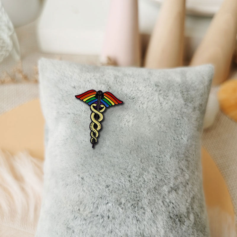 LGBT Pride Rainbow Wings Star of Life Brooch Badge First Responder Essential Pin