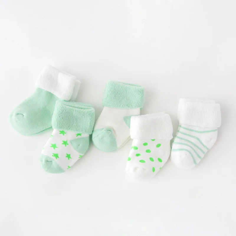 5Pair/lot New boy and girl baby socks thick newborn autumn and winter warm foot sock