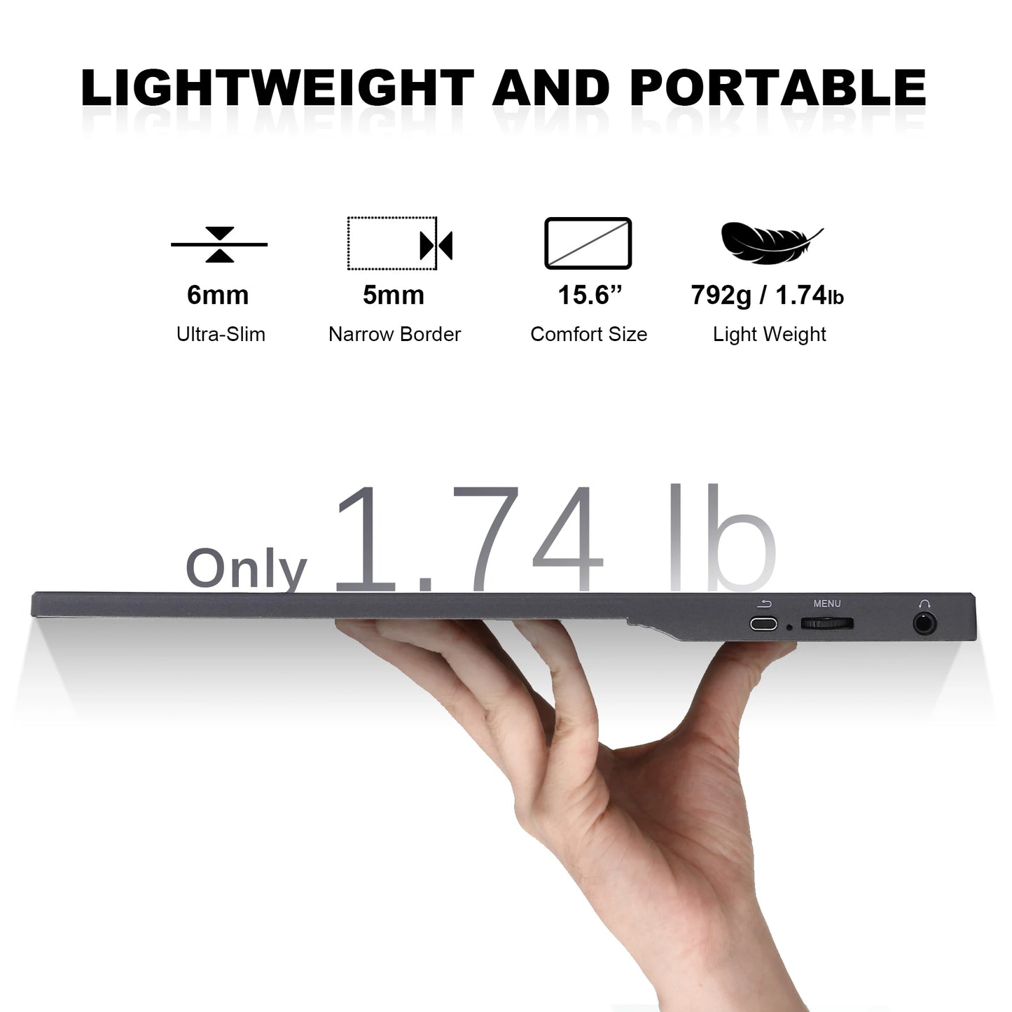 SIBOLAN 15.6 Inch Ultra-Thin Portable IPS LED Panel Monitors 1080P Dual LCD Display Gaming Laptop Screen Extender USB Interface