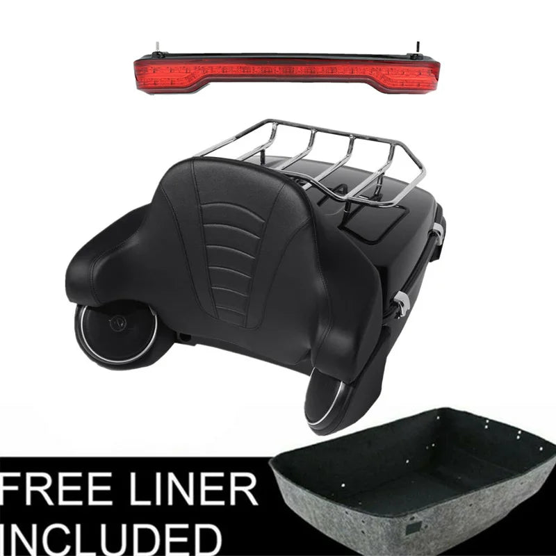 Motorcycle King Trunk LED Tail Light Speakers For Harley Touring Road King Street Glide Electra Glide 2014-2025