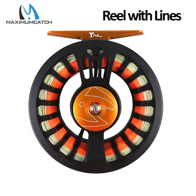 Maximumcatch Tail 3/4 5/6 7/8wt Light Weight Fly Fishing Reel Large Arbor Black Fly Reel