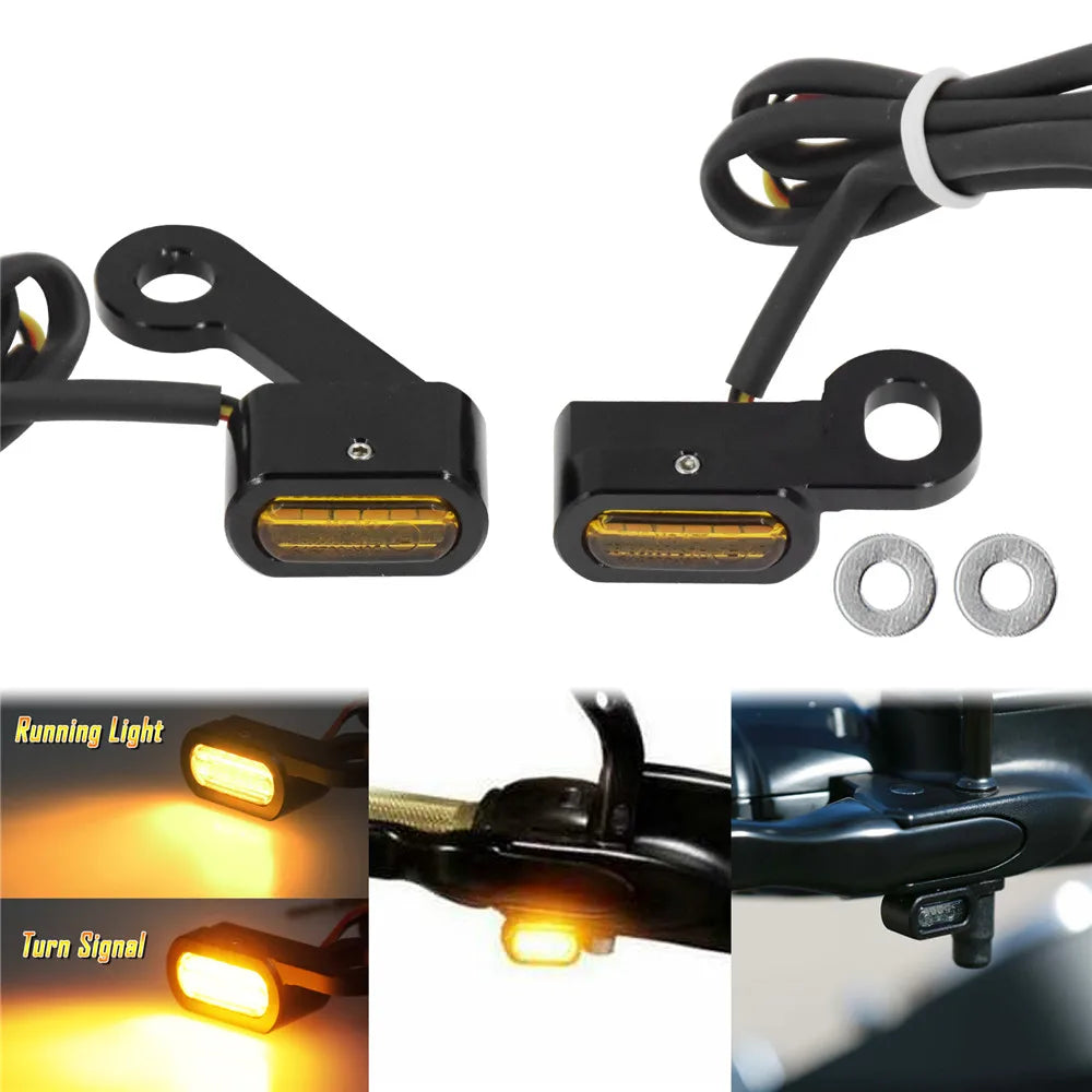 2xMotorcycle LED Turn Signal Indicators Amber Running Lights Mini Lamp For Harley Sportster XL 48 72 1200 883 04-23 Nightster