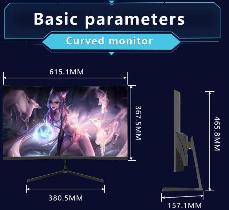 Hot Selling New 27 Inch 2560x1440 120Hz IPS Curved Gaming Monitor for PC Desktop with Quad-HD Display