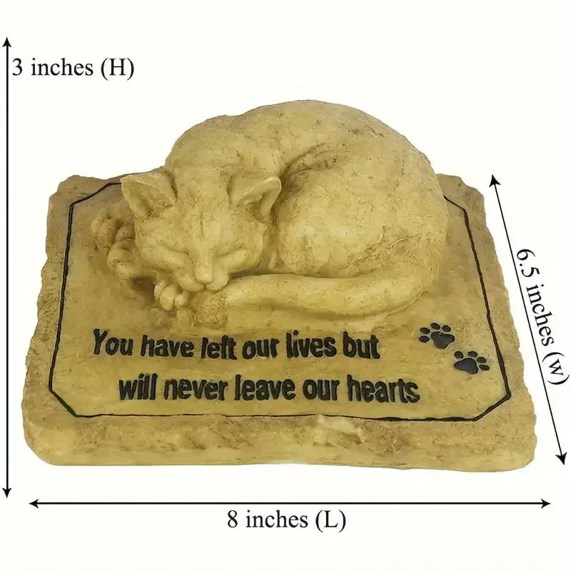 Resin Cat Memorial Stone Hand-painted Heartfelt Quote & Pet Remembrance Artistry Garden Decorative Outdoor Tribute Ornaments