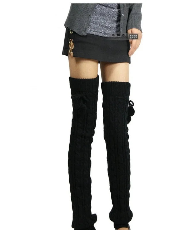 65cm Women's Long Leg Warmers Thickened Over Knee Warm Boot Cover Lolita Knitted Crochet Socks Boot Cuffs Pile Socks Party Dance