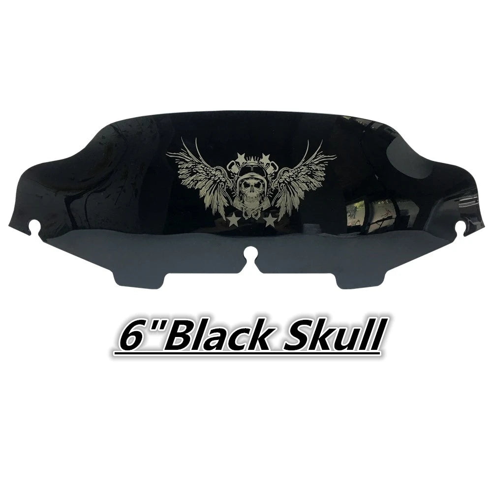 Motorcycle 5''/6''/8" Black Skull Windshield Fairing Windscreen For Harley Electra Street Glide FLHX Touring 1996-2013