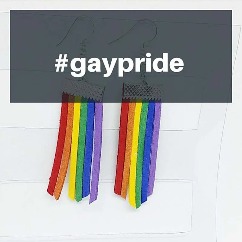 LGBT Bisexual Transgender Gay Pansexual Asexual Gay Pride Statement Trans Rainbow Dangle Tassel Earrings