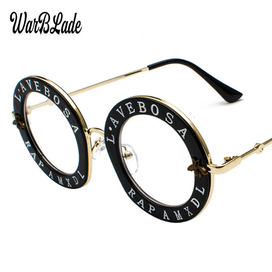 WarBLade Retro Round Glasses Clear Lens English Letters Little Bee Men Women Brand Glasses Fashion Male Female Oculos De Sol