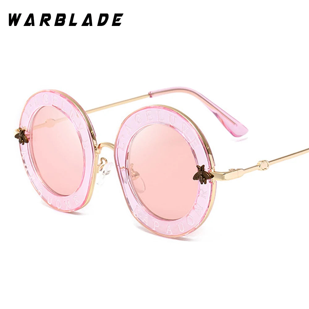 2020 Fashion Bees Retro Round Letters Transparent Frame Tint Lens Sunglasses Trending Ladies Summer Sun Glasses