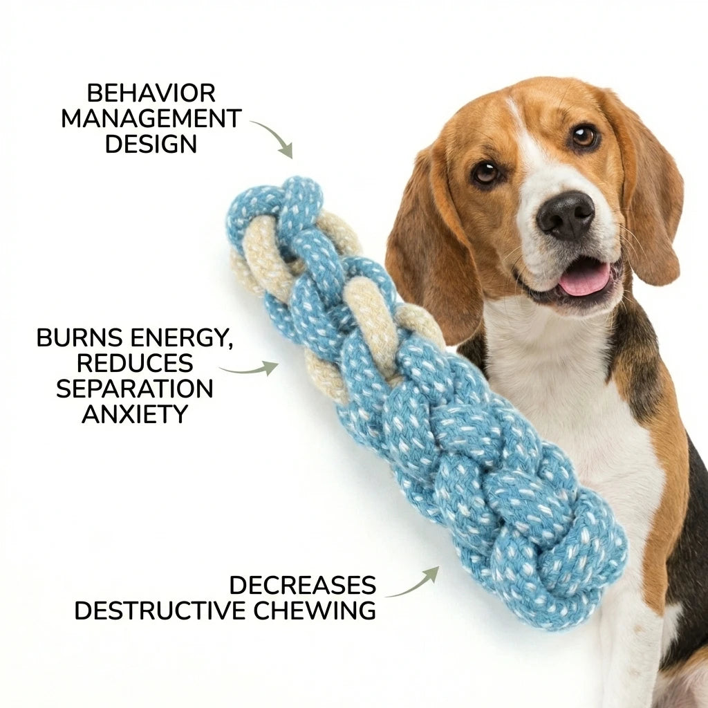 Knitted Hard Rope Dog Toy - Interactive Pet Chewing Cotton Rope for Walking and Outdoor Training Style