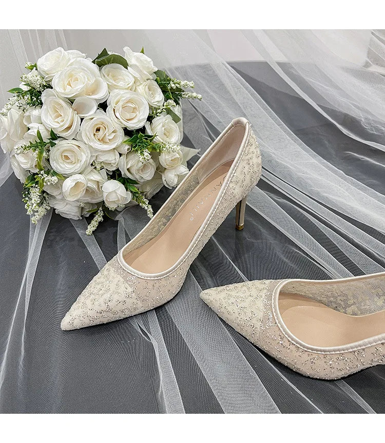 New Sexy Wave Point Women's High Heel Sandals Wedding Dress Dancing Party Pumps Banquet Cross Dressing Office of Ladies Shoes