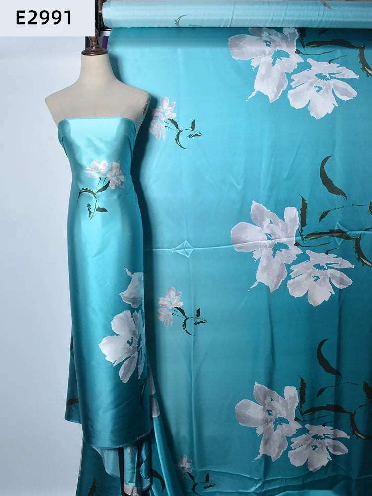 Wholesale Printed Chouchou En Soie Floral Soft Ankara Natural Gown Textiles 100% Silk Satin Fabric for Dress Clothing Silk