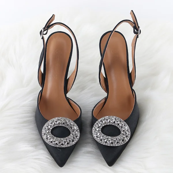 Top Selling 2022 New Buckle Strap Slingback Diamond Wedding Shoes Unique Luxury Diamond Heels for Ladies Shoes