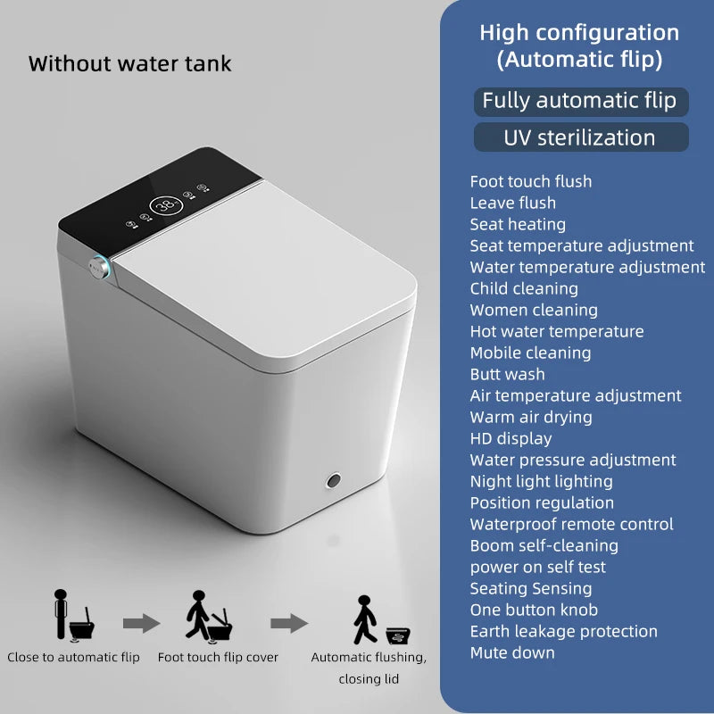 Tankless Auto Opening Smart Toilet Seat Black Intelligent Wc Toilets