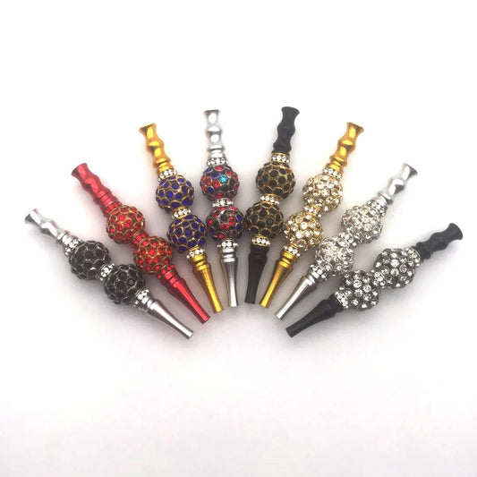 Decomposable Hookah Tips Shisha Blunt Holder for Women Inlaid Jewelry Shisha Mouth Tips Metal Narguile Water Pipe Mouthpieces