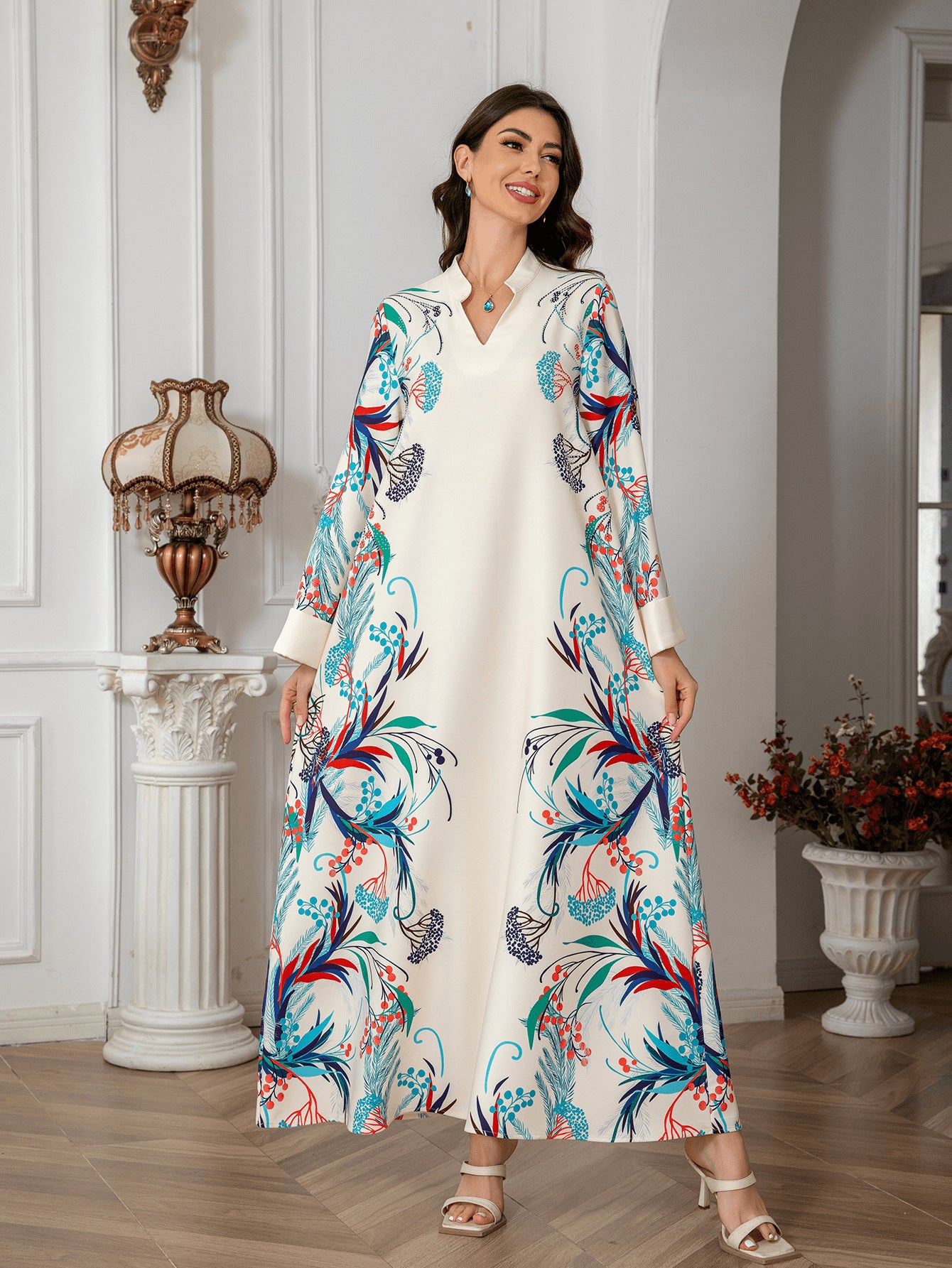 Sw0814 Cross-Border Women's Clothing Long Robe European and American Women's Long Dress Abayas Cross-Border Women's Clothing