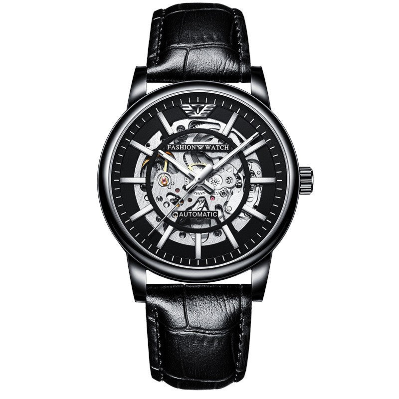 Cross-border Explosions Black Samurai Automatic Hollow Men's Watch Luminous Waterproof Fashion Watch Men's Mechanical Watch Wholesale