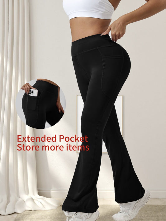 European and American Cross-Border High Waist, Hip Lift, Pockets, Sports, Slim Fit, Fitness, Wide Leg Pants