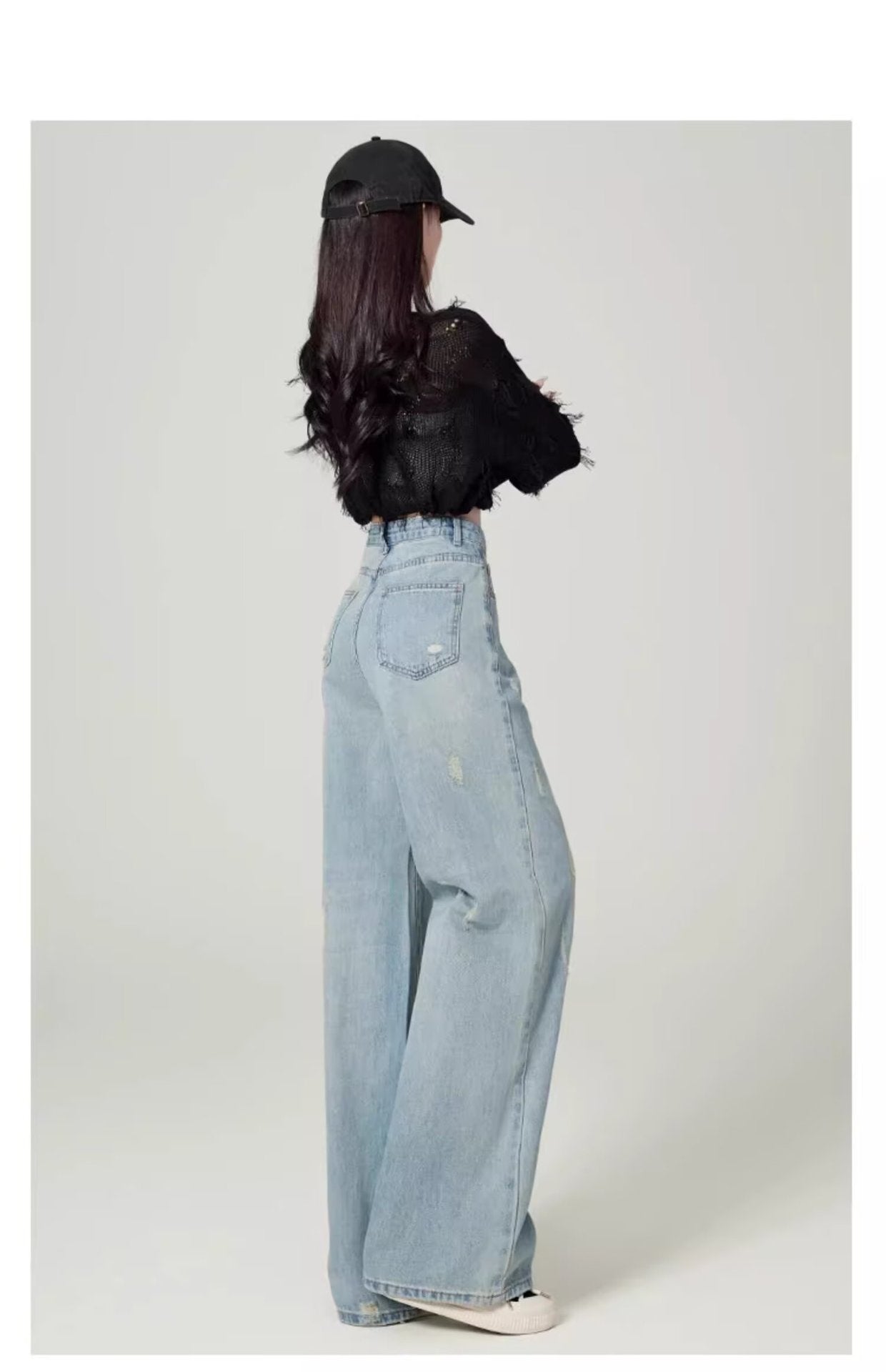 American Style Women's Wide Leg Jeans Spring and Autumn New Design Sense High Waist Slimming Straight Pants Women's Trendy