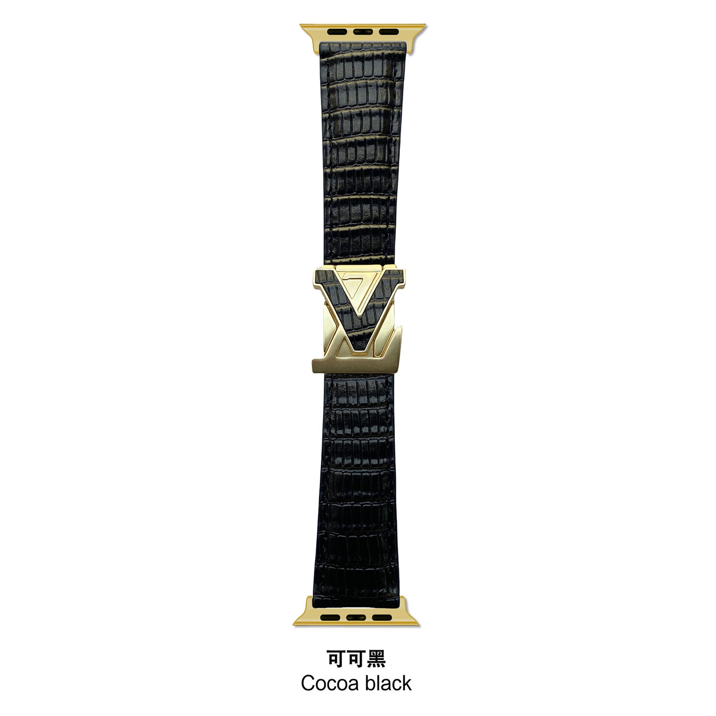 Suitable for Apple Watch 678910 Generation V-Shaped Magnetic Buckle Strap iWatch S11 Lizard Pattern Plaid Leather Wristband