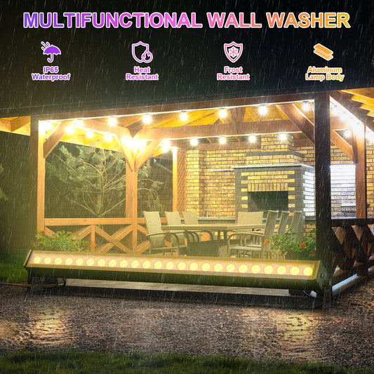 Fieryzeal 4PCS 120W Waterproof Wall Washer Lights IP65 24LEDs RGB Wall Wash Light Bar for Outdoor Building Wedding Sunlights