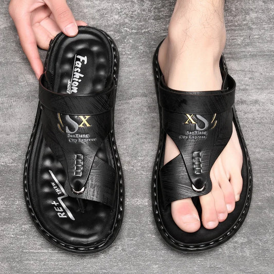 Sandals for Men High Quality Cow Leather Sandals Outdoor Casual Sport Sandals Anti Slip Beach Slippers for Men Summer Slippers