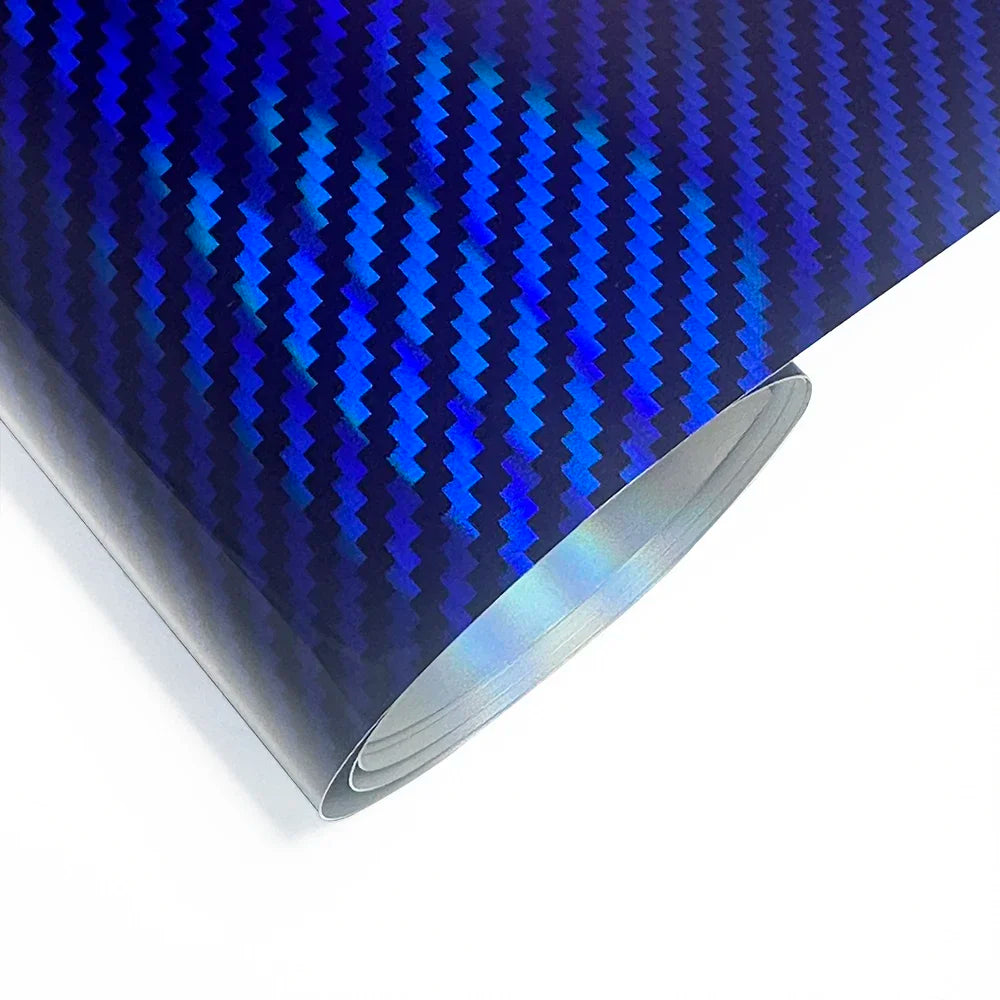 High Gloss Laser Blue Carbon Fiber Vinyl Film Motorcycle Body Stickers Rainbow Car Film Covers Accessories Wrap Foil Sticker
