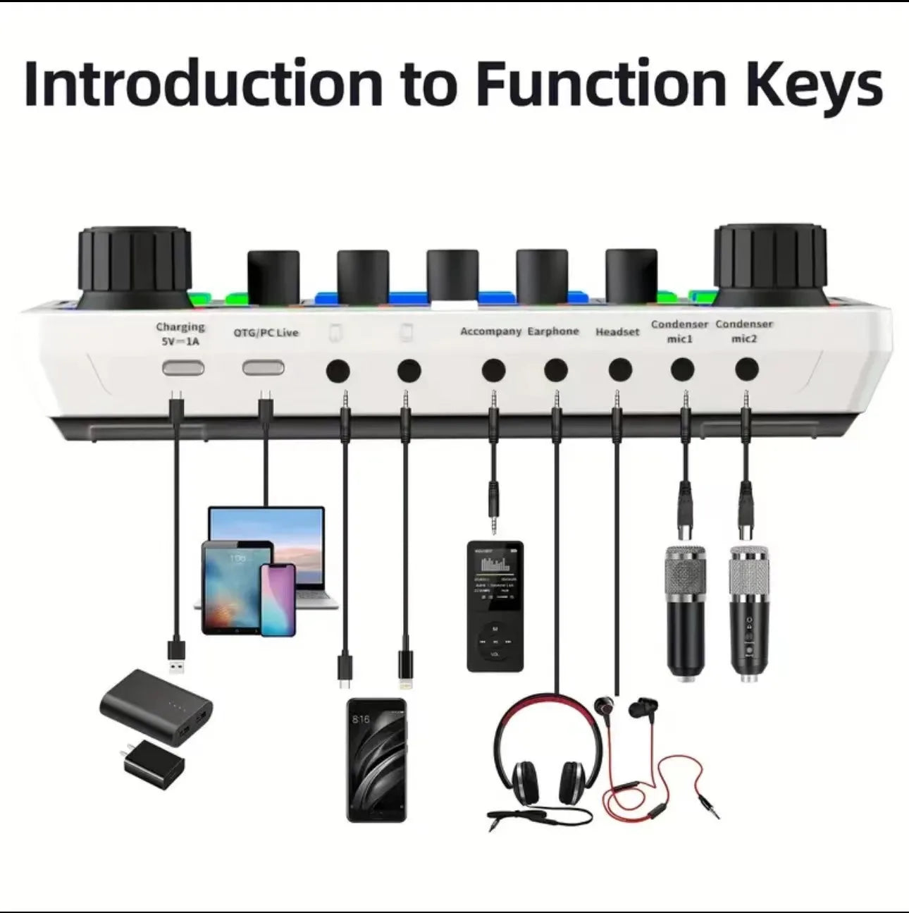 X50 Podcast Recording Equipment with Podcast Mixer Sound Card for Live Streaming Voice Changer DJ Audio Mixer Interface